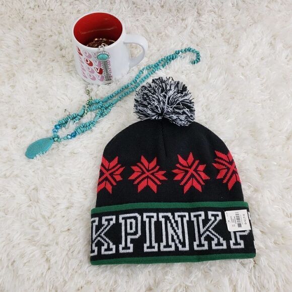 Victoria's Secret PINK Logo Beanie Hat One Size - Picture 1 of 5